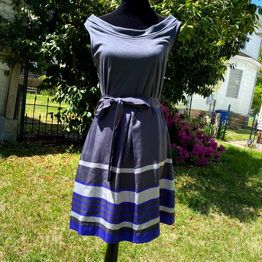 Professional Grey Dress w/ Attached Skirt & Belt